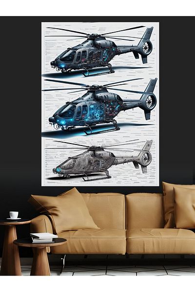 Tablomega Elicopter Landing Show Canvas Decorativ - MDF Lemn Pictat