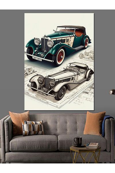 Tablomega Retro Classic Car Decorative Canvas - Mdf Wooden Painting