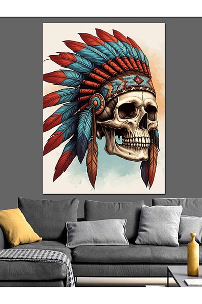 Tablomega Native American Warrior Icon Decorative Canvas - Mdf Wood Painting