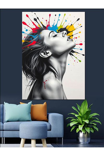 Tablomega Artistic Splash Portrait Decorative Canvas - Mdf Wooden Painting