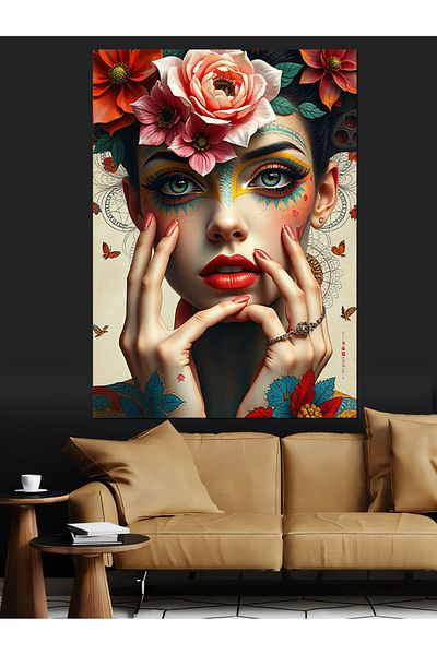 Tablomega Colorful Flowers Love Decorative Canvas - Mdf Wooden Painting