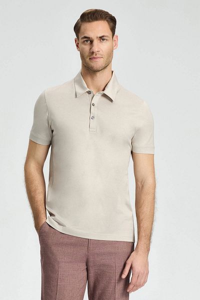 Hemington Mercerized Cotton Light Beige Polo Neck T-Shirt