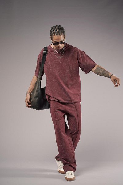 king brich Washed Oversize Cut Bottom Top Set