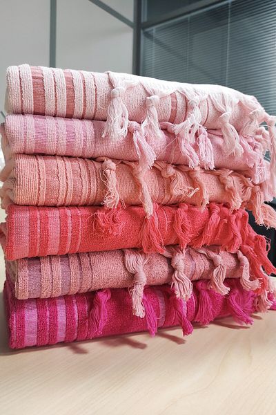Sevim Soft and High Water Absorbent Pink Striped Cotton Towel Peshtemal - 90x170cm