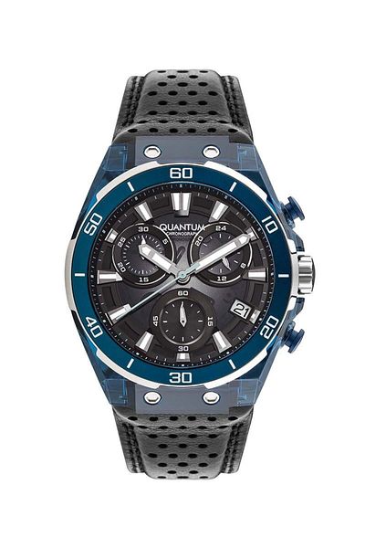 Quantum QUANTUM PWG1107.969 Men Chronograph Display Watch & Leather Strap Black