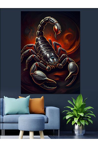 Tablomega Scorpion Figure Decorative Canvas - Mdf Wood Table