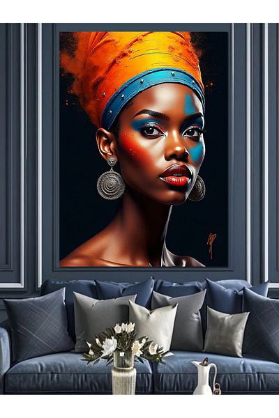 Tablomega African Beauty Queen Decorative Canvas - Mdf Wooden Painting