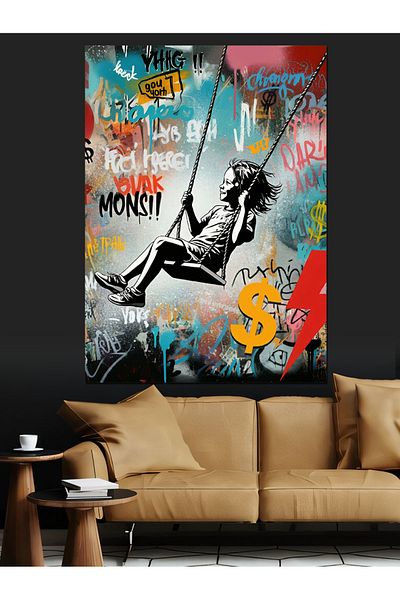 Tablomega Street Art and Abstract Design Decorative Canvas - Mdf Wooden Painting