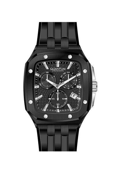 Quantum QUANTUM HNG1033.651 Men Chronograph Display Watch & Silicone Strap Black