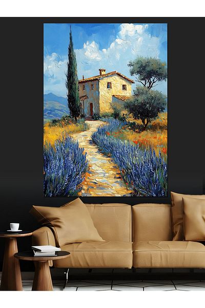 Tablomega Evening in the Lavender Field Decorative Canvas - Mdf Wooden Painting