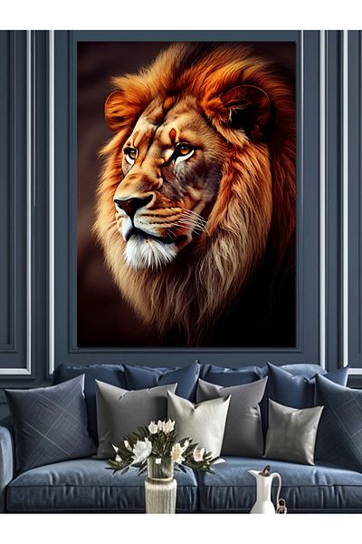 Tablomega Lion's Glamour Decorative Canvas - Mdf Wooden Painting