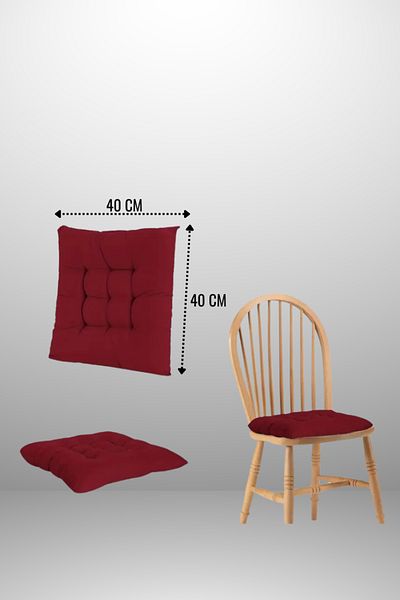 MoMMe 40X40 cm Laced Burgundy Color Chair Cushion Set of 4