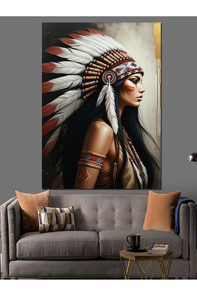Tablomega Pânză decorativă tradițională Warrior Indian - MDF Lemn
