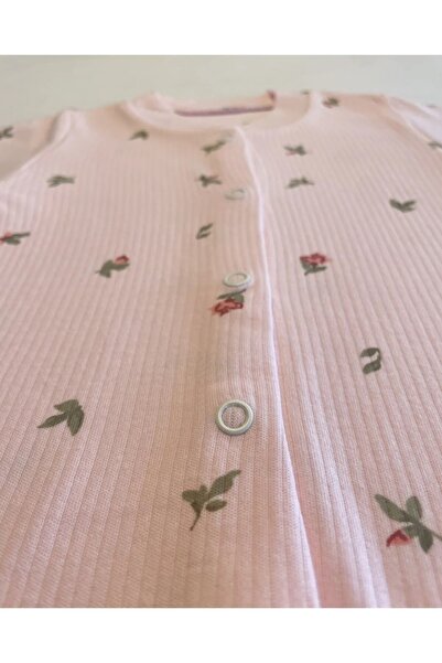 DEFNE LİNA BABY Baby Girl Outfit Crispy Flower Themed Seasonal Jumpsuit with Snap Fastener Booties 0-3-6 Months