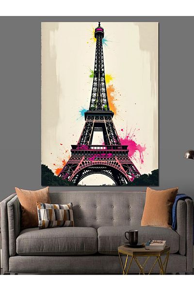 Tablomega Decorative Canvas of Eiffel's Colorful Face - Mdf Wooden Painting