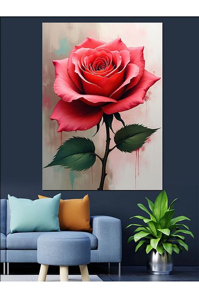 Tablomega Elegance of Pink Rose Decorative Canvas - Mdf Wooden Painting