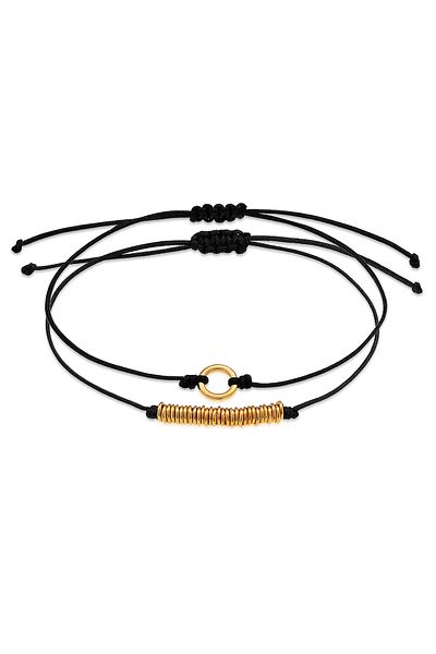 ELLI Bracelet Ladies Set Of 2 Circle Nylon Basic In 925 Sterling Silver