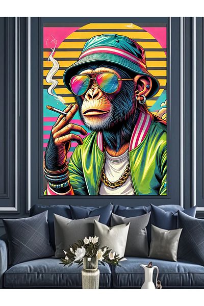 Tablomega Colorful Monkey Charisma Decorative Canvas - Mdf Wooden Painting