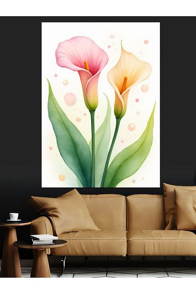 Tablomega Elegant White Flowers Decorative Canvas - Mdf Wooden Painting
