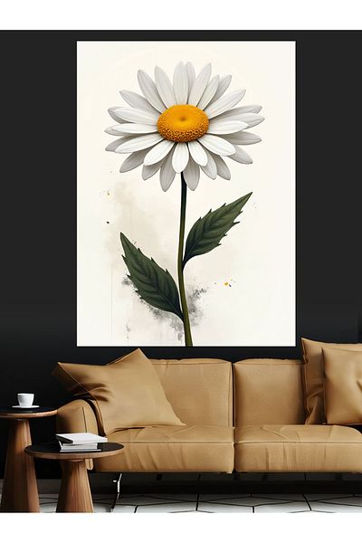 Tablomega White Daisy Beauty Decorative Canvas - Mdf Wooden Painting