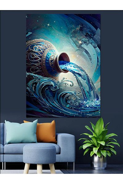 Tablomega Aquarius Decorative Canvas - Mdf Wooden Painting