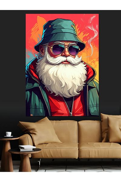 Tablomega Old Man in Red Hat Decorative Canvas - Mdf Wooden Painting