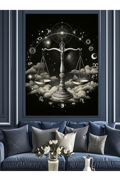 Tablomega Libra Zodiac Balance Art Decorative Canvas - Mdf Wooden Painting