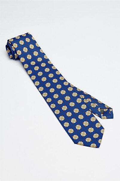 Gani Yalçın Mavi Sarı Napoli  Desen Seven Fold İpek Kravat