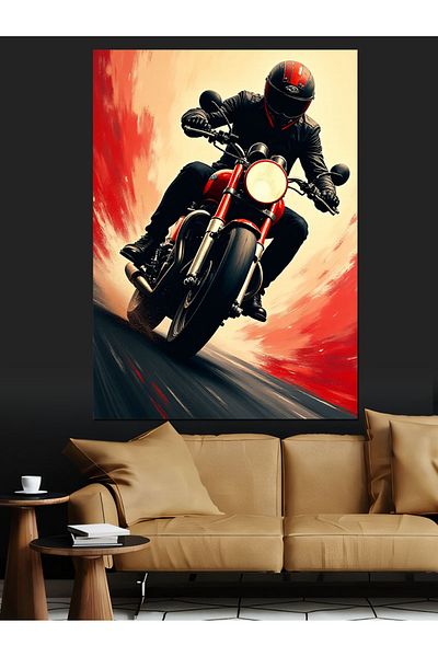 Tablomega Red Motor and Motion Energy Decorative Canvas - Mdf Wooden Painting