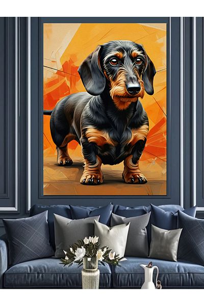 Tablomega Dachshund Dog Portrait Decorative Canvas - Mdf Wooden Painting