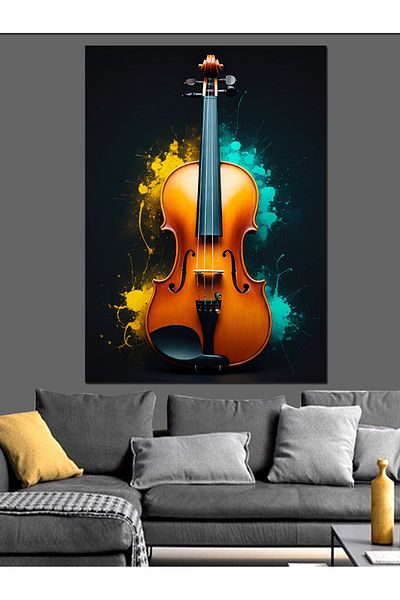 Tablomega Violin and Colors Decorative Canvas - Mdf Wooden Painting