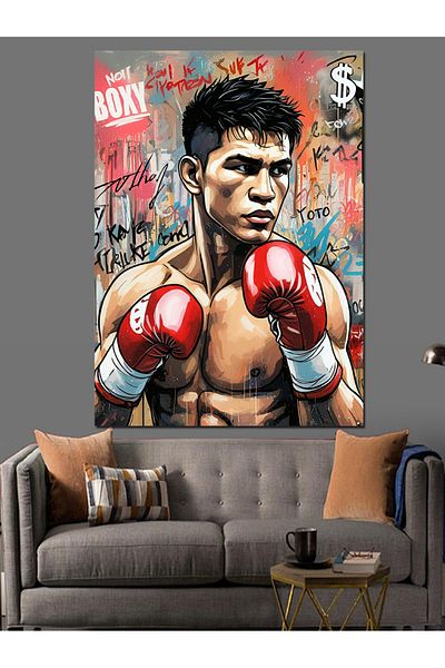 Tablomega Boxer's Perseverance Decorative Canvas - Mdf Wooden Painting