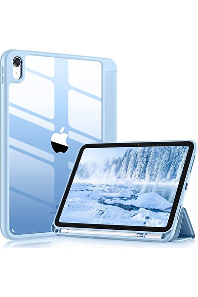 AWH حافظة لجهاز iPad الجيل العاشر مقاس 10.9 بوصة، ظهر شفاف، حامل قلم رصاص، تصميم نحيف، خاصية الإيقاظ/السكون التلقائي، لون أزرق سماوي