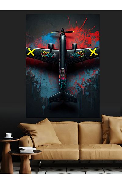 Tablomega Warplane Decorative Canvas - Mdf Wooden Painting
