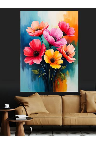 Tablomega Colorful Flower Garden Decorative Canvas - Mdf Wooden Painting