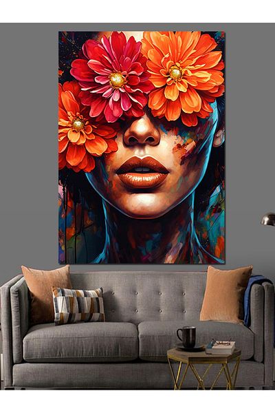 Tablomega Floral Face Temperature Decorative Canvas - Mdf Wooden Painting