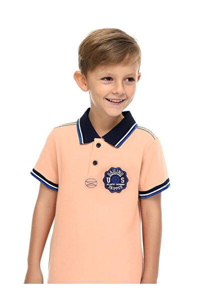 Victor and Jane Victor & Jane Junior Boys' Polo T-Shirt Orange colour with em...