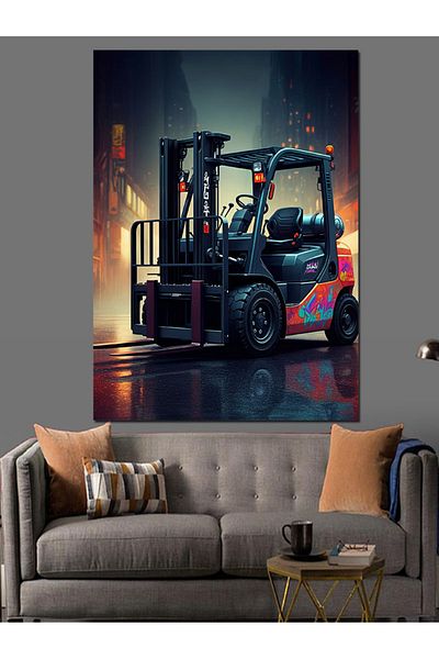 Tablomega Industrial Forklift Power Decorative Canvas - Mdf Wood Painting
