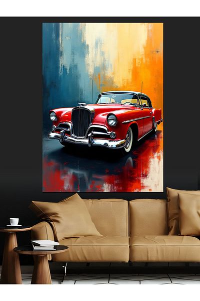Tablomega Classic Red Automobile Decorative Canvas - Mdf Wooden Painting