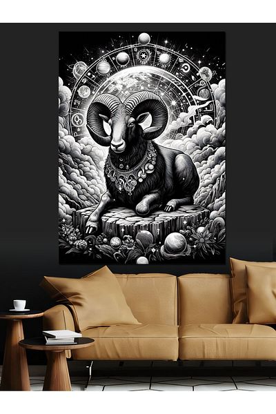 Tablomega Astrological Aries Zodiac Decorative Canvas - Mdf Wooden Painting