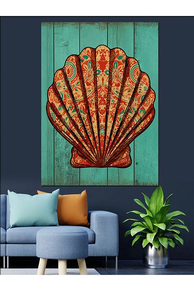 Tablomega Wooden Conch Shell Decorative Canvas - Mdf Wooden Painting