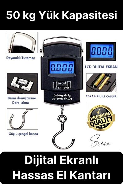 Svein Taşınabilir Hassas Elektronik Terazi El Askılı Ölçekli LCD Dijital Göst...