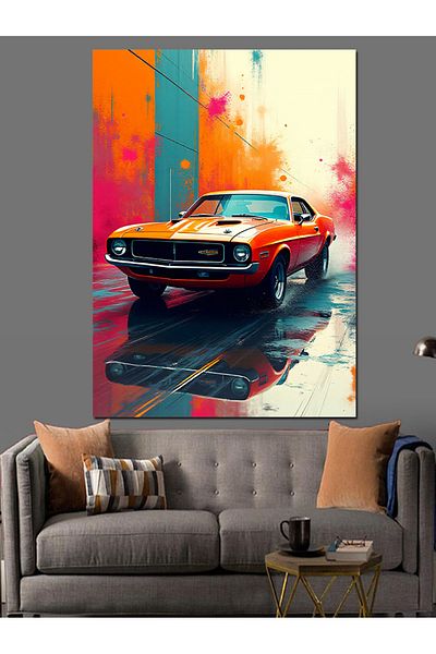 Tablomega Retro Car Passion Decorative Canvas - Mdf Wooden Painting