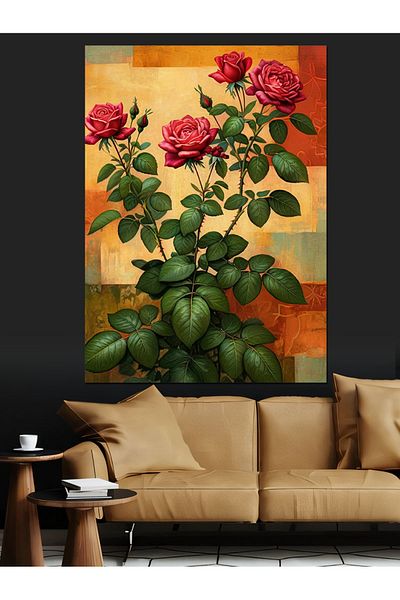 Tablomega Colorful Rose Garden Decorative Canvas - Mdf Wooden Table