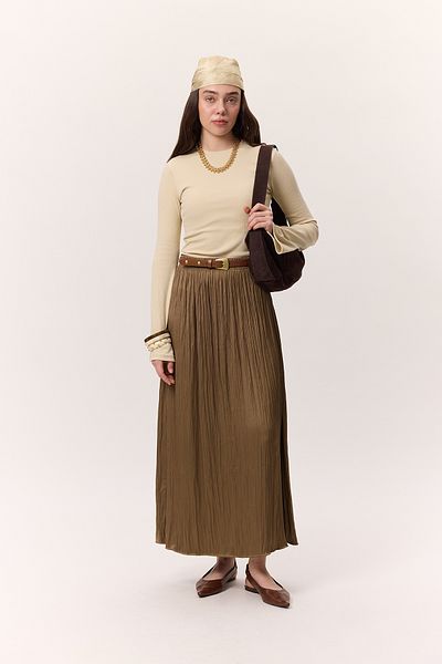 Manuka Crush Satin Skirt (Soil)