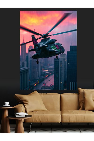 Tablomega Elicopter în cer Pânză decorativă - Lemn MDF