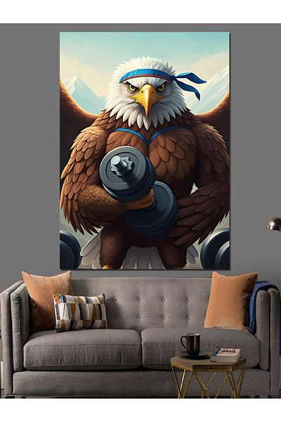 Tablomega Weight Lifting Eagle Decorative Canvas - Mdf Wooden Table