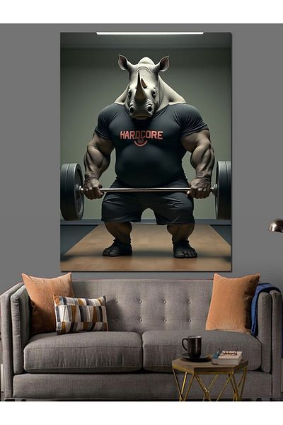 Tablomega Hard Look Rhino Decorative Canvas - Mdf Wooden Table