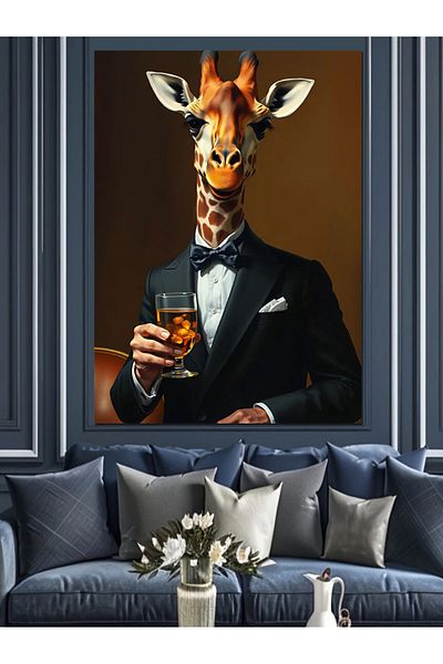 Tablomega Pânză decorativă Elegant Giraffe Man - Lemn MDF
