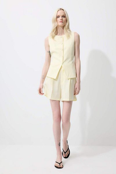 DeFacto High Waist Linen Blended Shorts F0005Ax25Sm